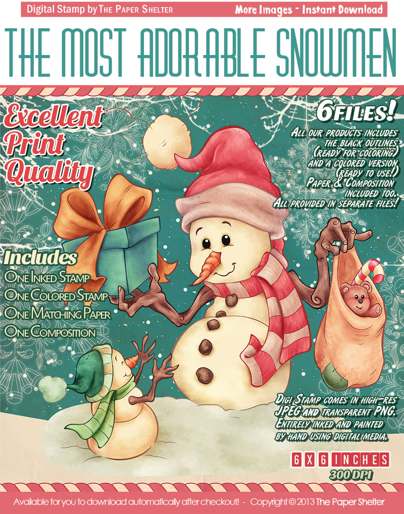 The Most Adorable Snowmen - Digital Stamp - Click Image to Close