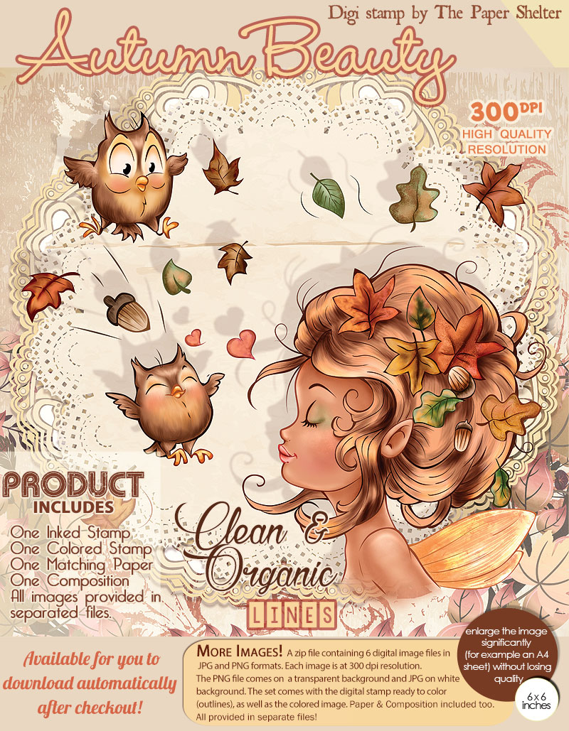 Autumn Beauty - Digital Stamp - Click Image to Close