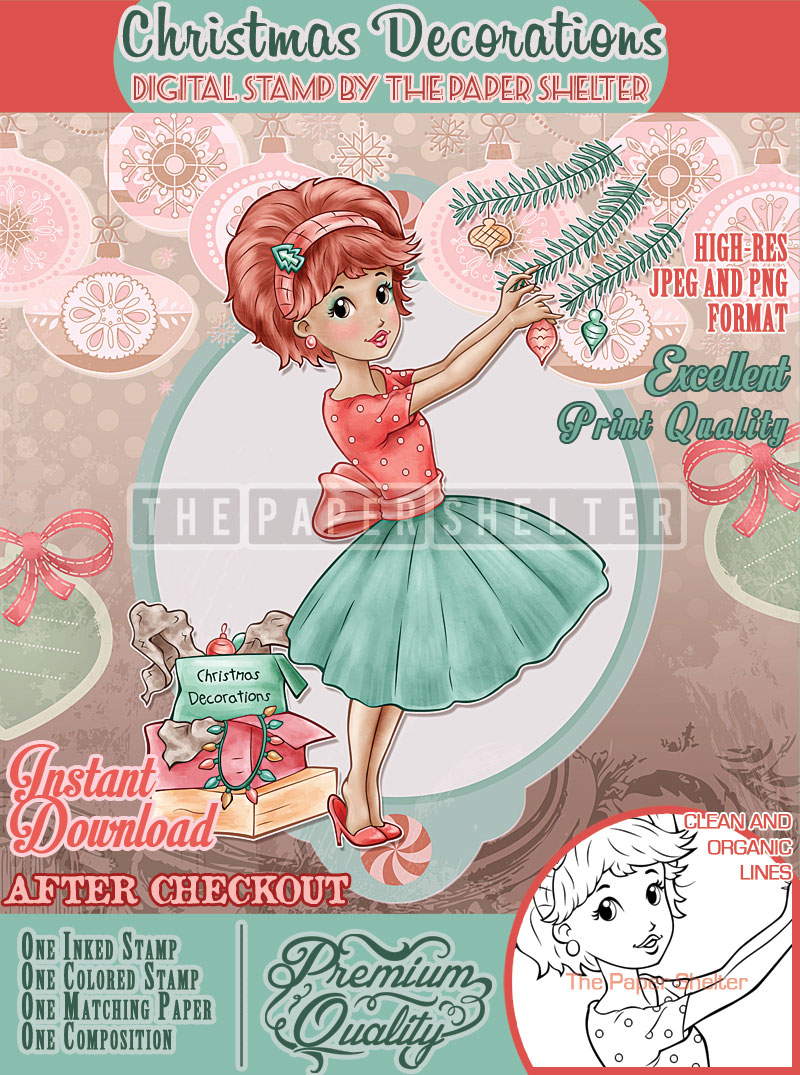 Christmas Decorations - Digital Stamp - Click Image to Close