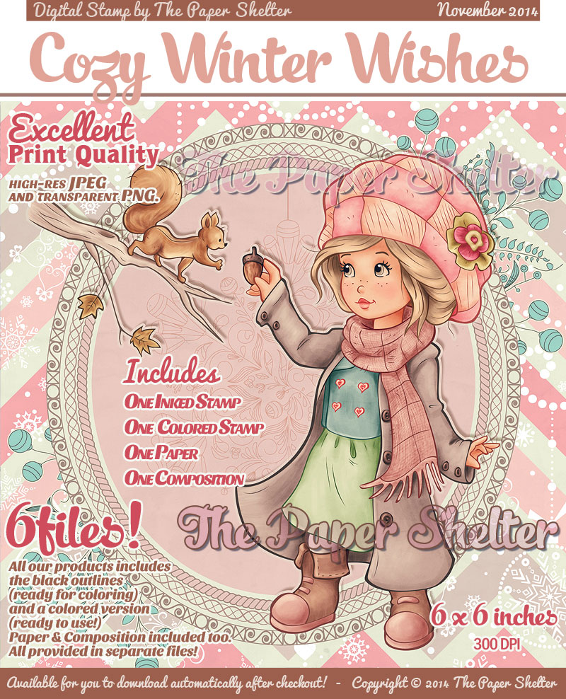 Cozy Winter Wishes - Digital Stamp - Click Image to Close