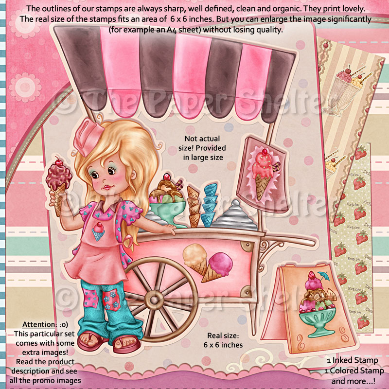 Cutest Ice Cream Cart - Digital Stamp - Click Image to Close