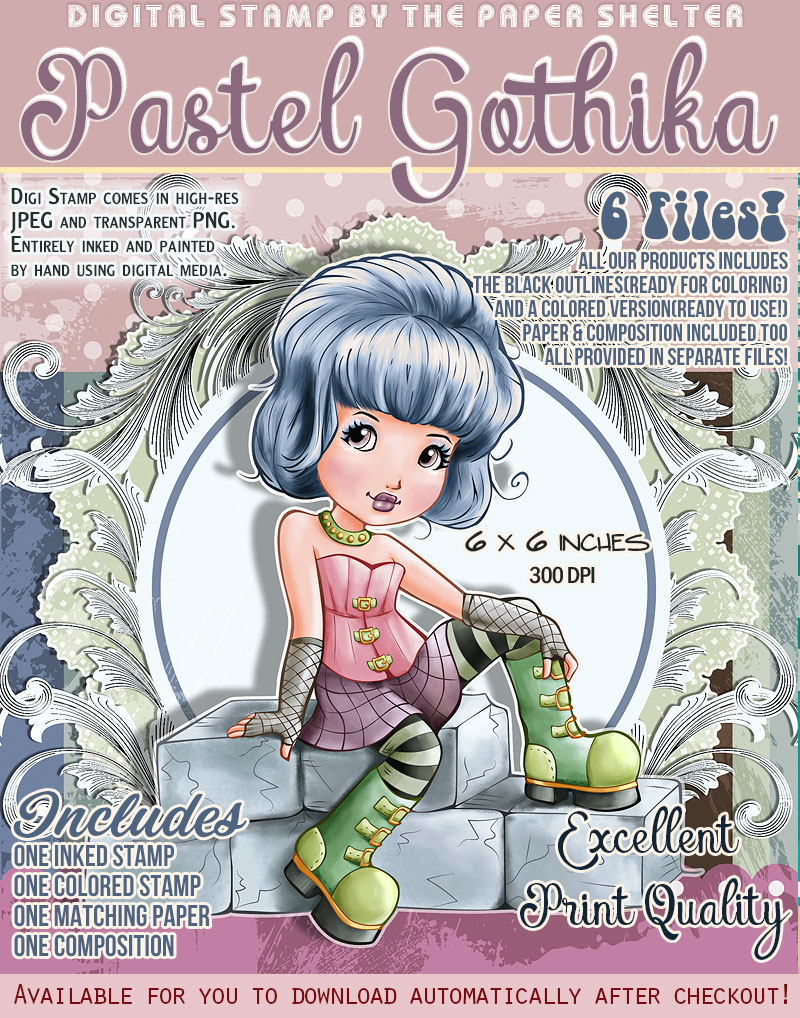 Pastel Gothika - Digital Stamp - Click Image to Close
