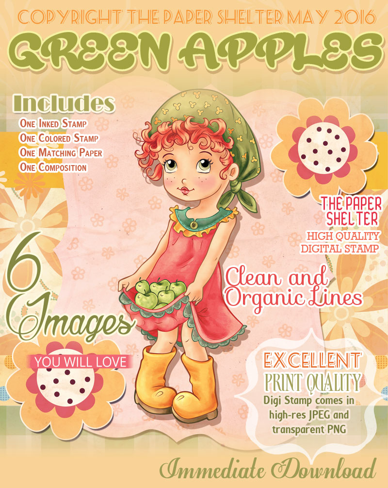 Green Apples - Digital Stamps - Click Image to Close