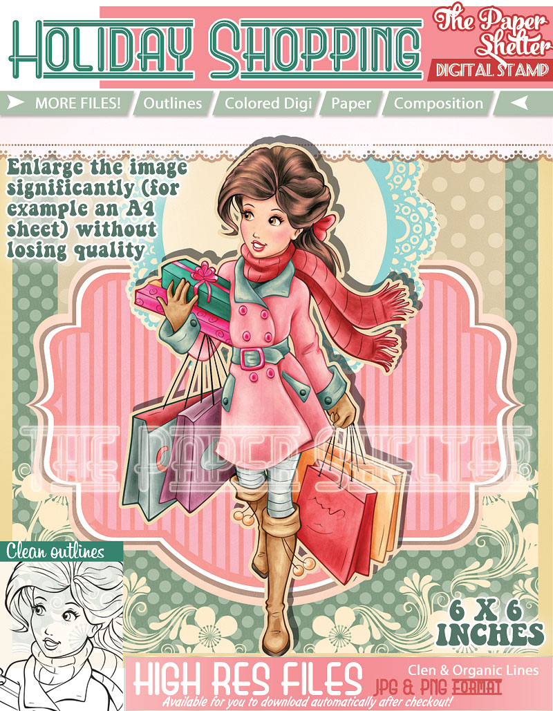 Holiday Shopping - Digital Stamp - Click Image to Close