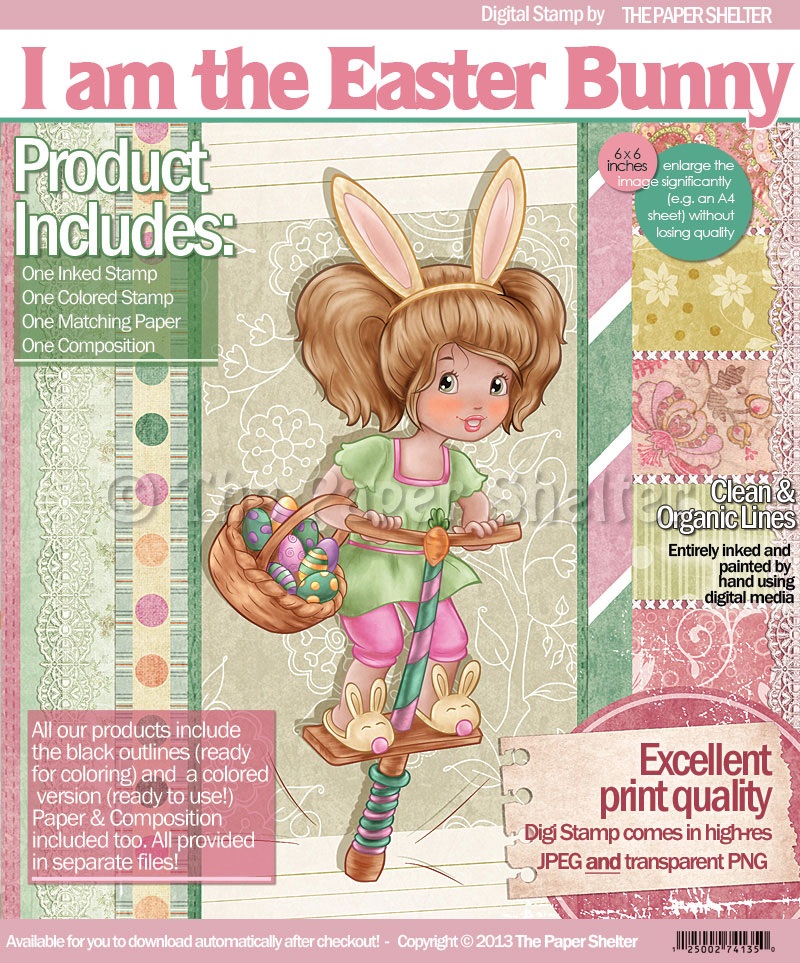 I am the Easter Bunny! - Digital Stamp - Click Image to Close