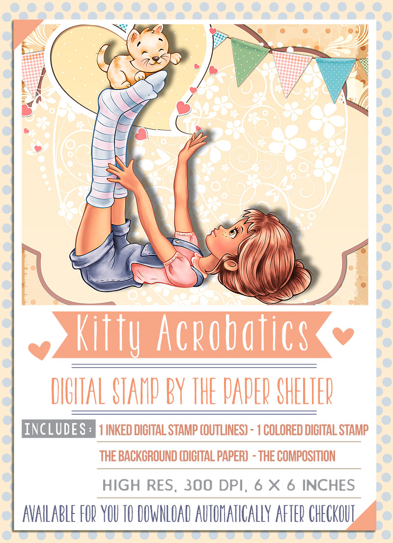 Kitty Acrobatics - Digital Stamp - Click Image to Close