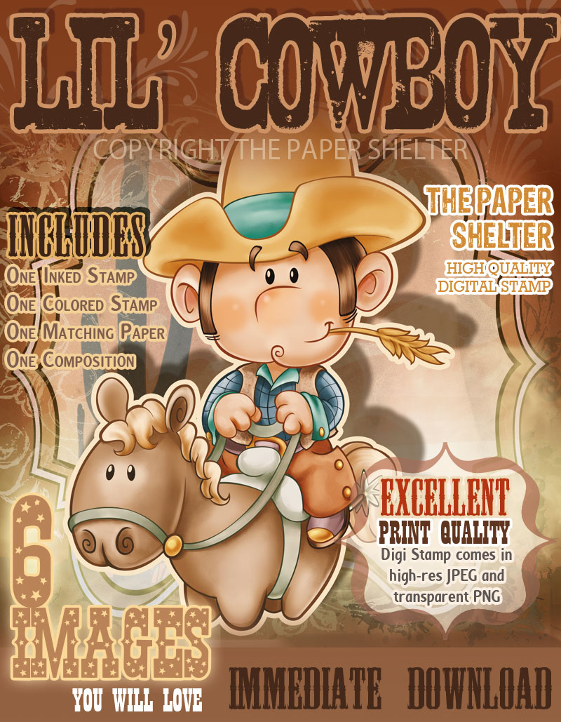 Lil' Cowboy - Digital Stamp - Click Image to Close