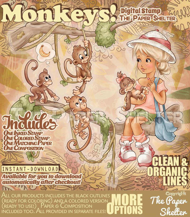 Monkeys! - Digital Stamp - Click Image to Close
