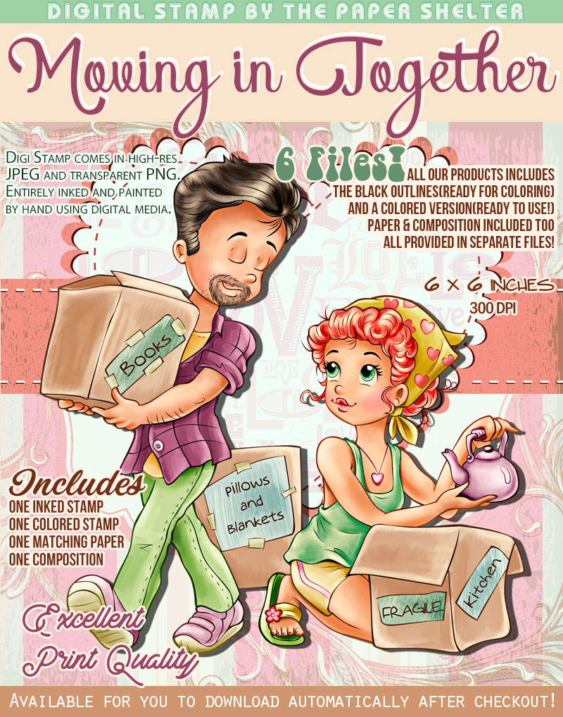 Moving in Together - Digital Stamp - Click Image to Close