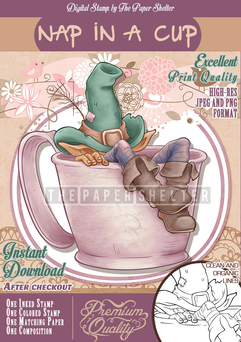 Nap in a Cup - Digital Stamp - Click Image to Close