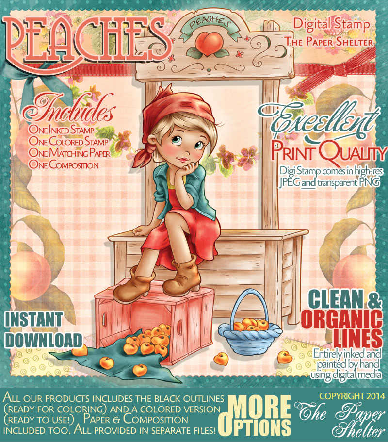 Peaches - Digital Stamp - Click Image to Close