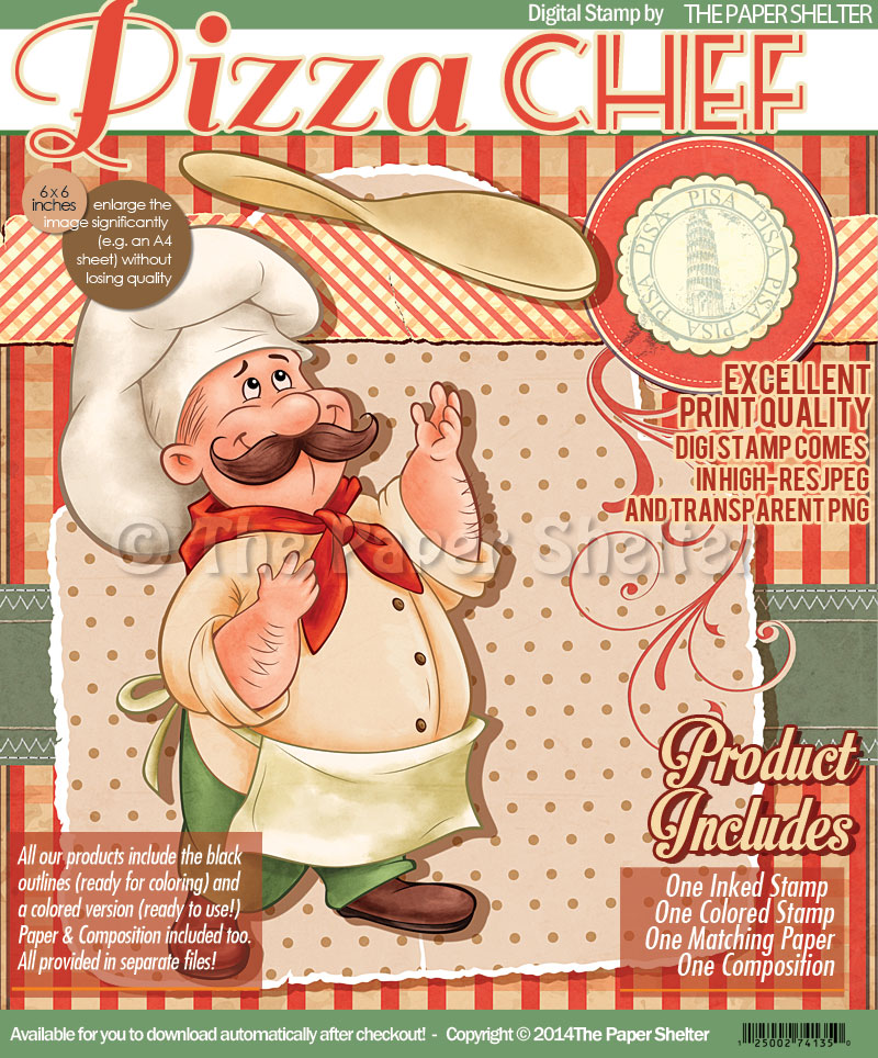 Pizza Chef - Digital Stamp - Click Image to Close