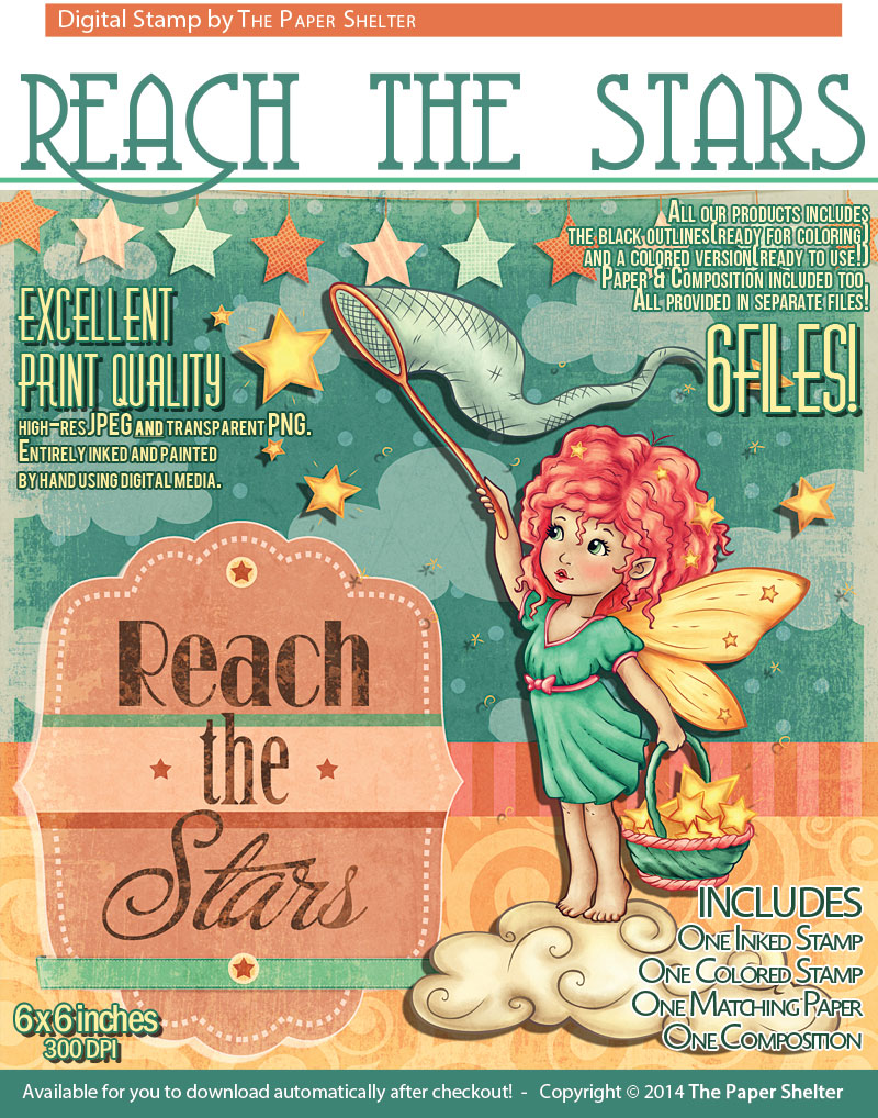 Reach the Stars - Digital Stamp - Click Image to Close