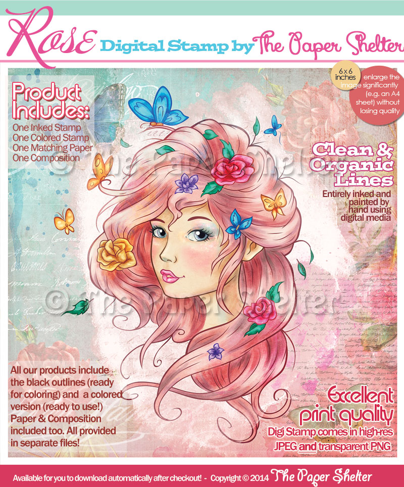 Rose - Digital Stamp - Click Image to Close