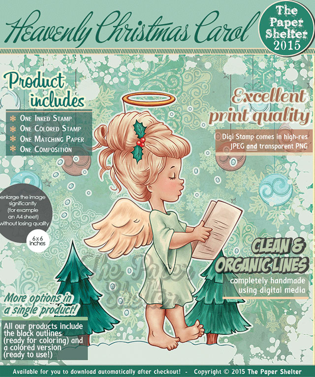 Heavenly Christmas Carol - Digital Stamp