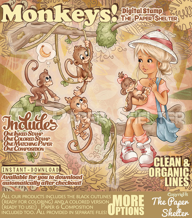 Monkeys! - Digital Stamp