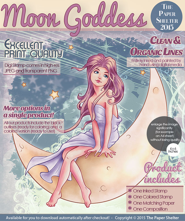 Moon Goddess - Digital Stamp