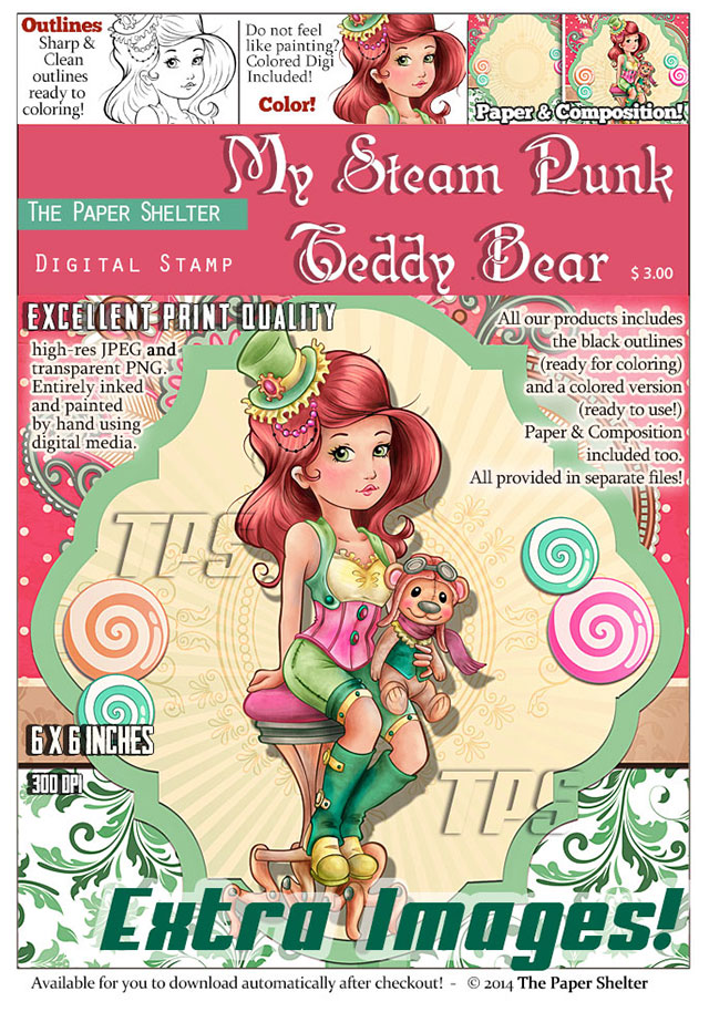 My Steam Punk Teddy Bear - Digital Stamp