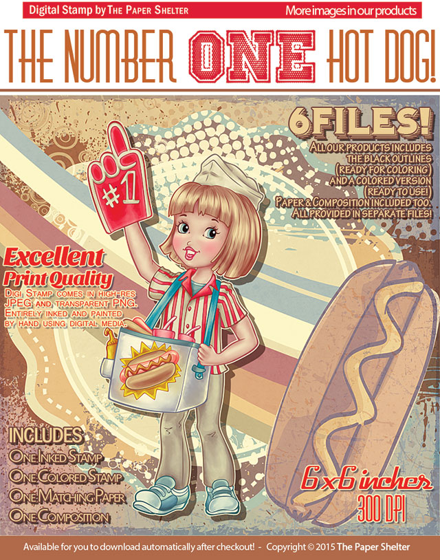 The Number One Hot Dog - Digital Stamp