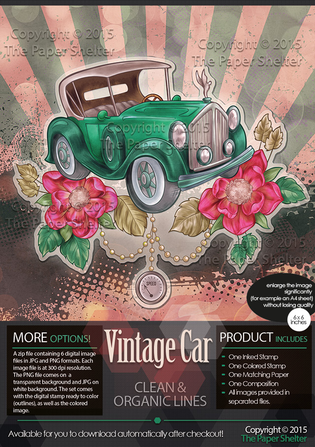 Vintage Car - Digital Stamp