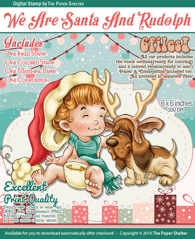 We Are Santa And Rudolph - Digital Stamp