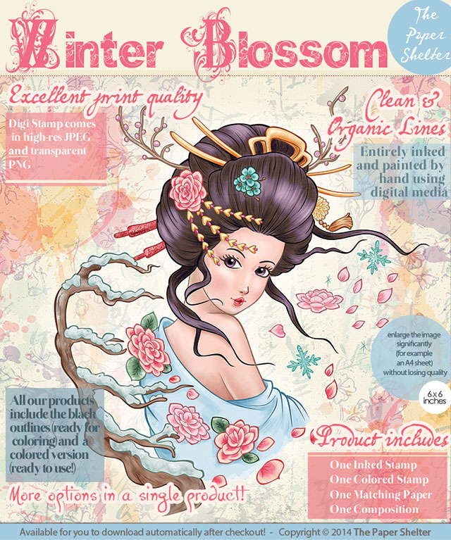 Winter Blossom - Digital Stamp