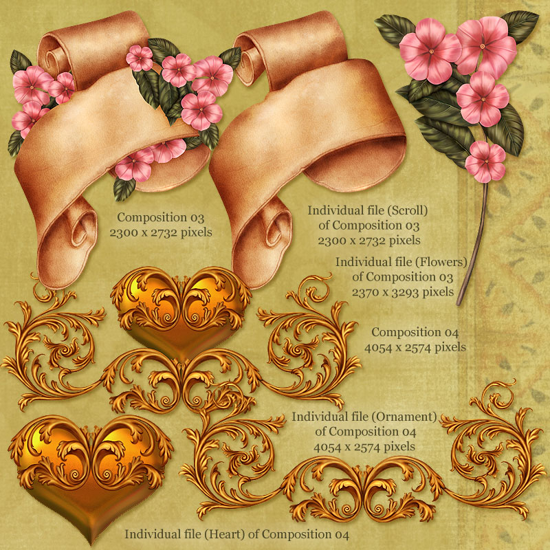 Romanza - ornaments, flowers and romantic papers - Click Image to Close