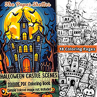 Halloween Castle Scenes - Digital Coloring Book