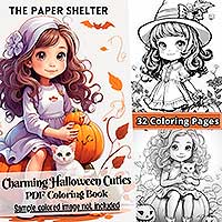 Charming Halloween Cuties - Digital Coloring Book