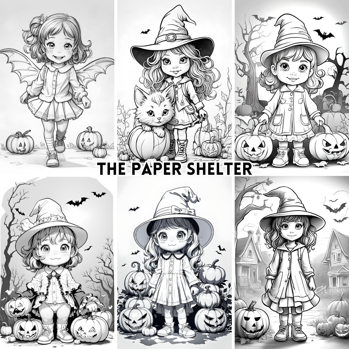 Charming Halloween Cuties - Digital Coloring Book - Click Image to Close