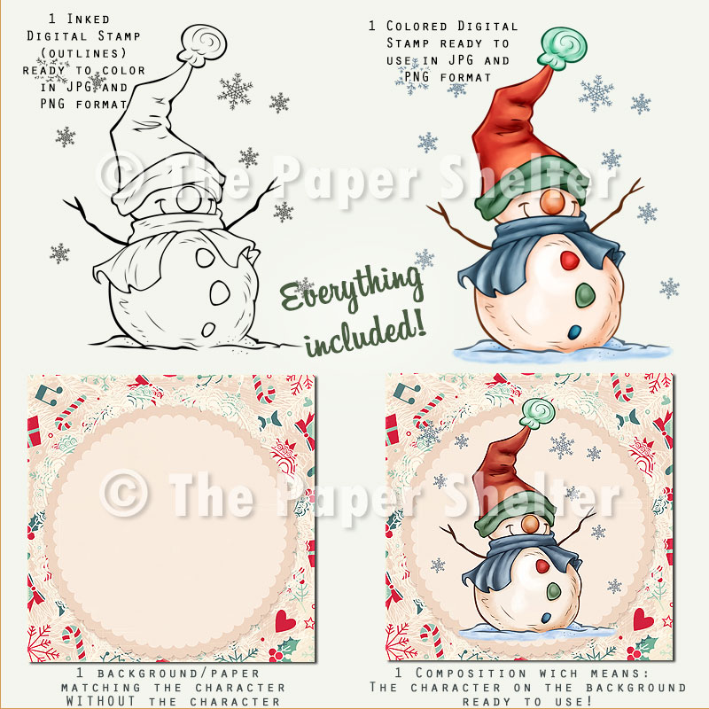 A Cheerful Snowman - Digital Stamp - Click Image to Close