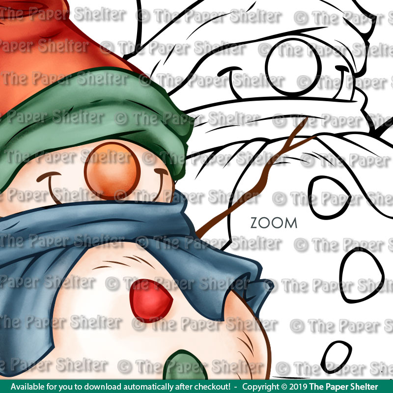 A Cheerful Snowman - Digital Stamp