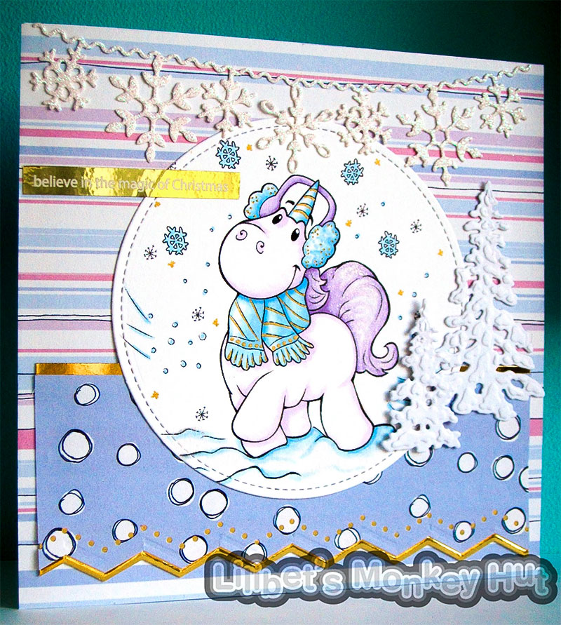 A happy Winter Unicorn - Digital Stamp - Click Image to Close