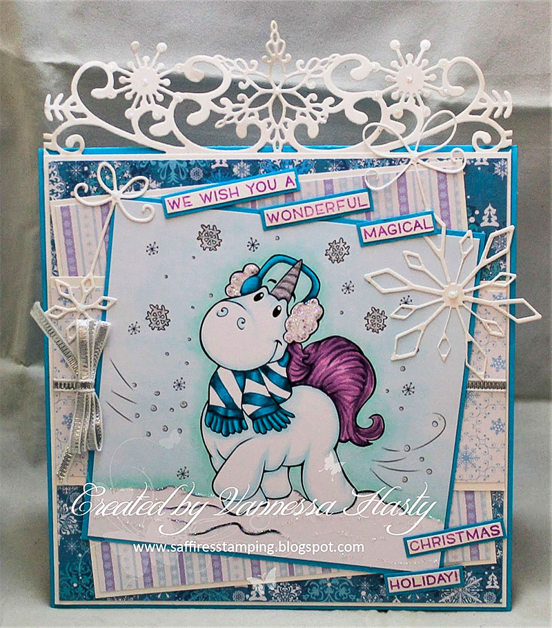 A happy Winter Unicorn - Digital Stamp - Click Image to Close