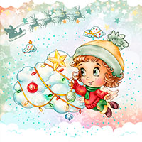 A Merry, Fluffy Christmas! - Digital Stamp