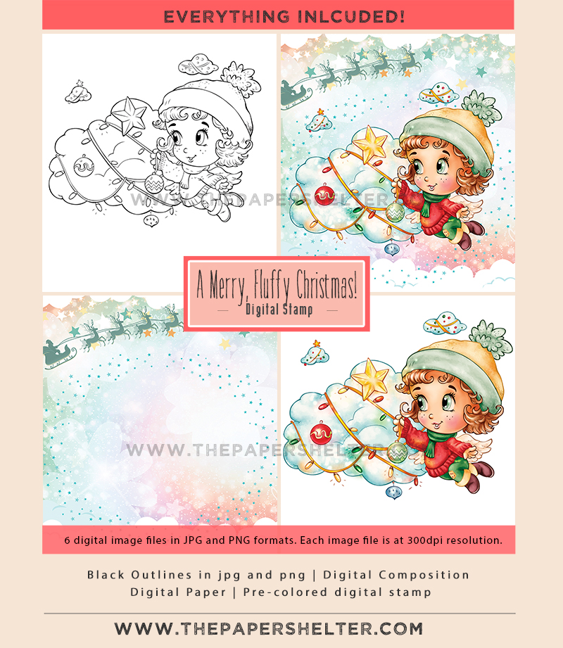 A Merry, Fluffy Christmas! - Digital Stamp - Click Image to Close