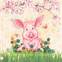 A Piggie's Happy Place - Digital Stamp