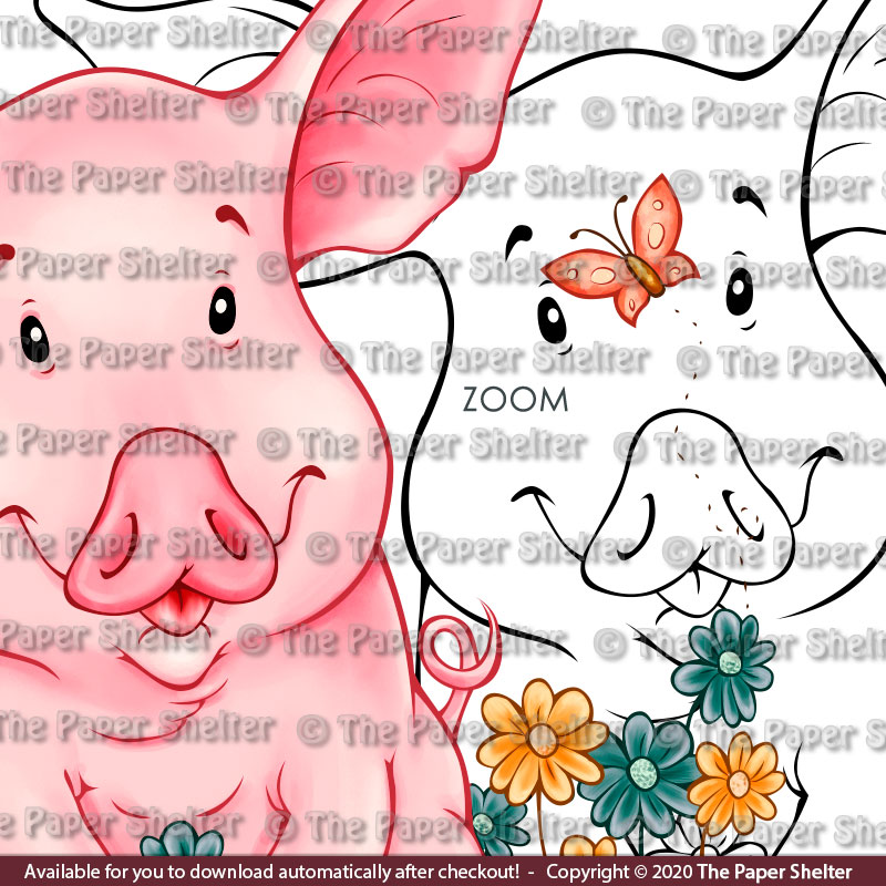 A Piggie's Happy Place - Digital Stamp - Click Image to Close
