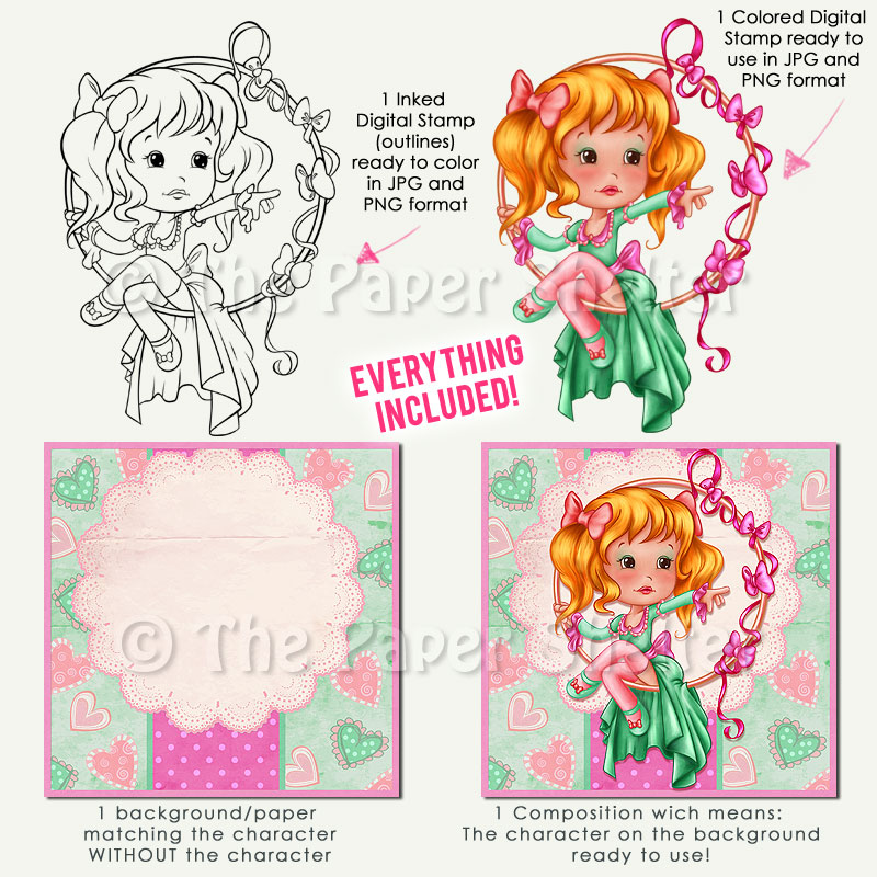 Acrobat Little Doll - Digital Stamp - Click Image to Close