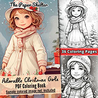 Adorable Christmas Girls - DIgital Coloring Book