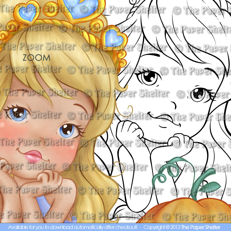 Adorable Cinderella - Digital Stamp - Click Image to Close