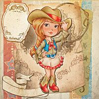 Adorable Cowgirl - Digital Stamp - Click Image to Close