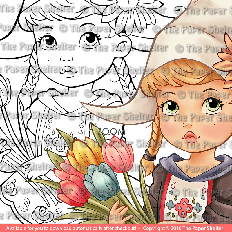 Adorable Dutch Girl - Digital Stamp