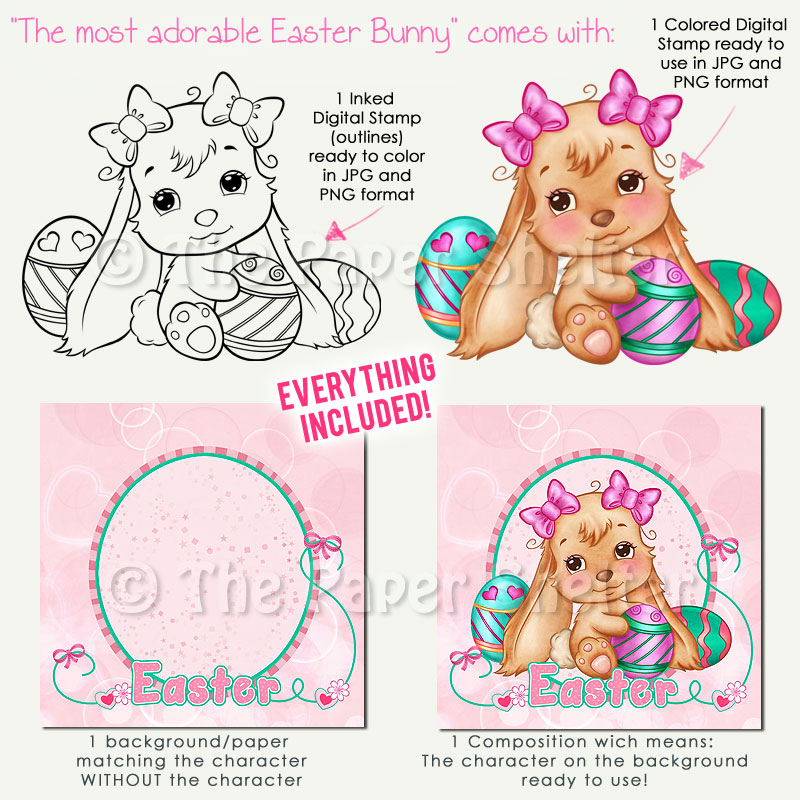 The Most Adorable Easter Bunny - Digital Stamp