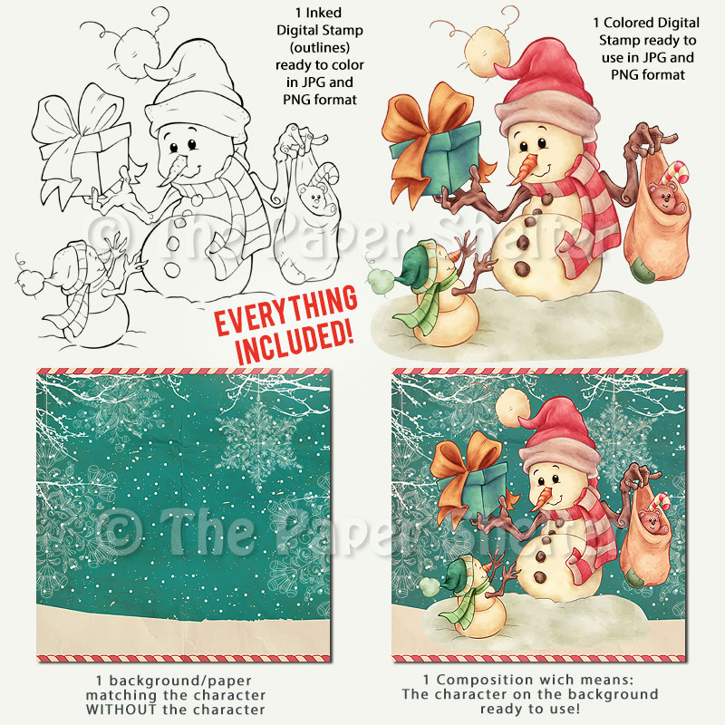 The Most Adorable Snowmen - Digital Stamp - Click Image to Close