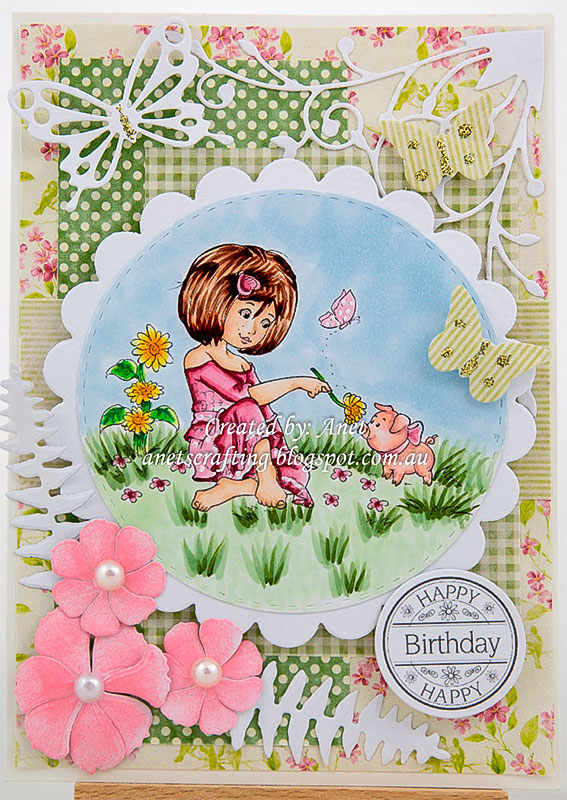 Adorable Spring Piglet - Digital Stamp