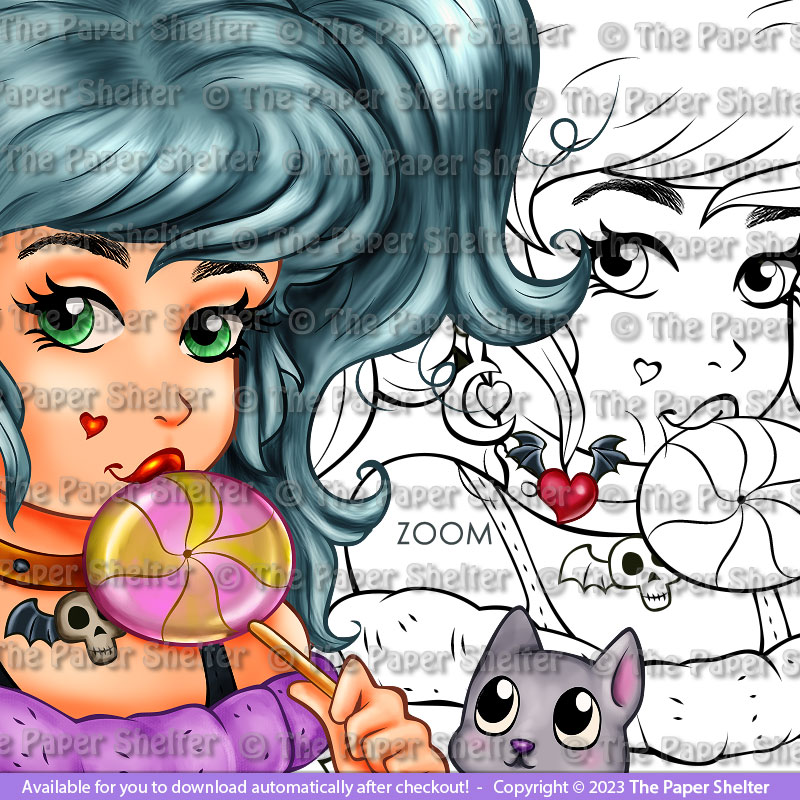 An Impish Halloween Lover - Digital Stamp - Click Image to Close