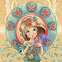 Art Nouveau Bloom - Digital Stamp - Click Image to Close