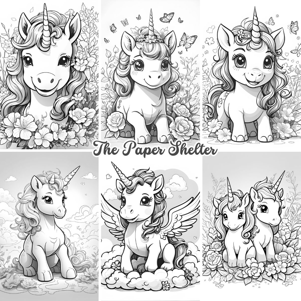 Baby Unicorns - Digital Coloring Book - Click Image to Close