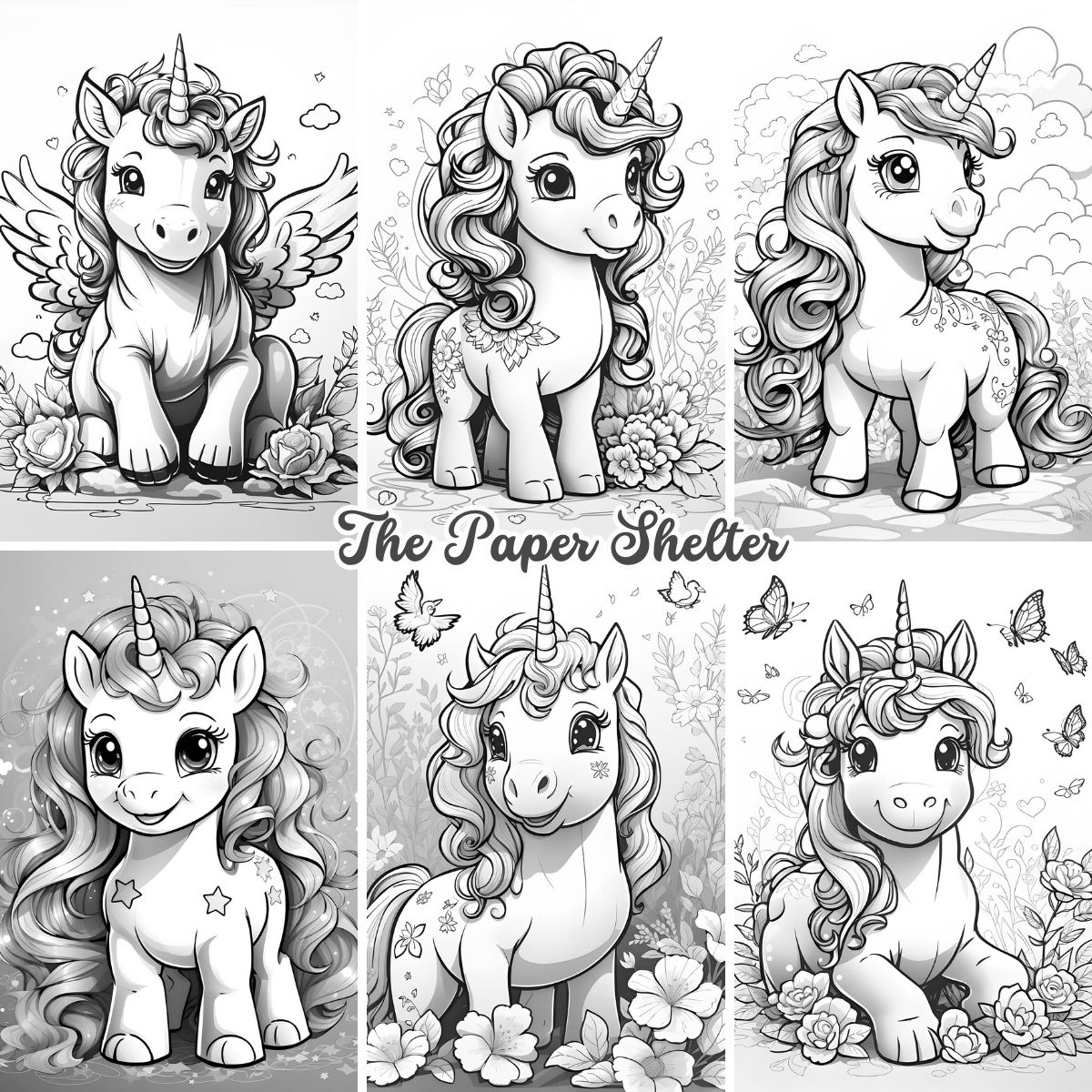 Baby Unicorns - Digital Coloring Book - Click Image to Close